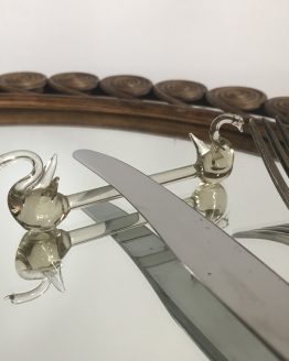 porte-couteaux cygnes en verre vintage