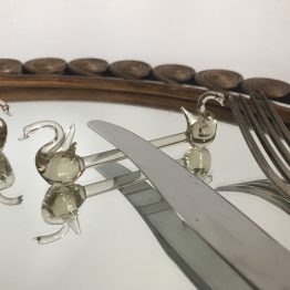 porte-couteaux cygnes en verre vintage