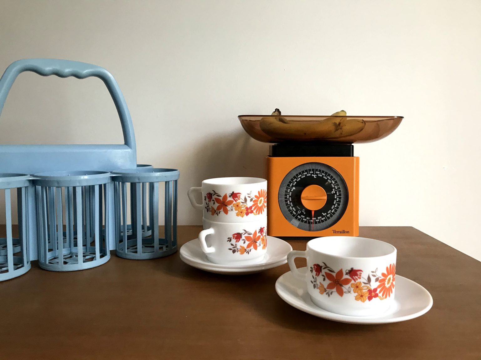 Lot De Tasses Arcopal Modèle Flore – Vintage Années 70 – Orange – Très Bon État