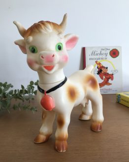 Grande figurine vache en plastique vintage Delacoste France style Pouet