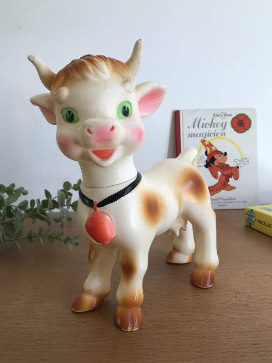 Grande figurine vache en plastique vintage Delacoste France style Pouet