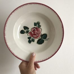 SET DE 5 ASSIETTES CREUSES (SOUP PLATE) ANCIENNES DE DIGOIN SARREGUEMINES, MODÈLE BAGATELLE