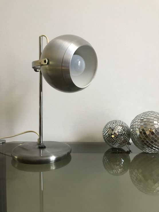 Lampe de bureau Eye Ball vintage en métal brossé