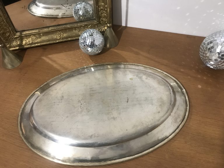 Joli Plateau De Service Ovale En Métal Argenté, 25 Cm, Super Pour Le Restaurant Ou La Maison