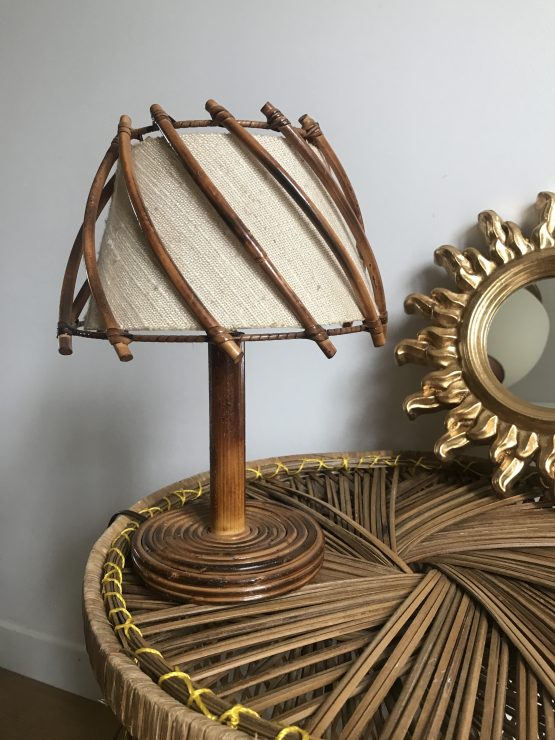 Lampe vintage en rotin attribuée à Louis Sognot