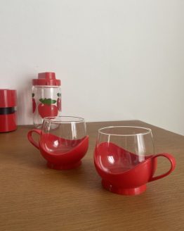 Duo de tasses Melitta en verre et plastique rouge