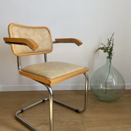 Fauteuil CESCA B64 en skaï beige D’APRÈS MARCEL BREUER