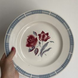 Grand plat rond en faïence de Digoin Sarreguemines modèle TROYES