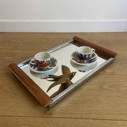 Plateau MIROIR et bois style Art Déco