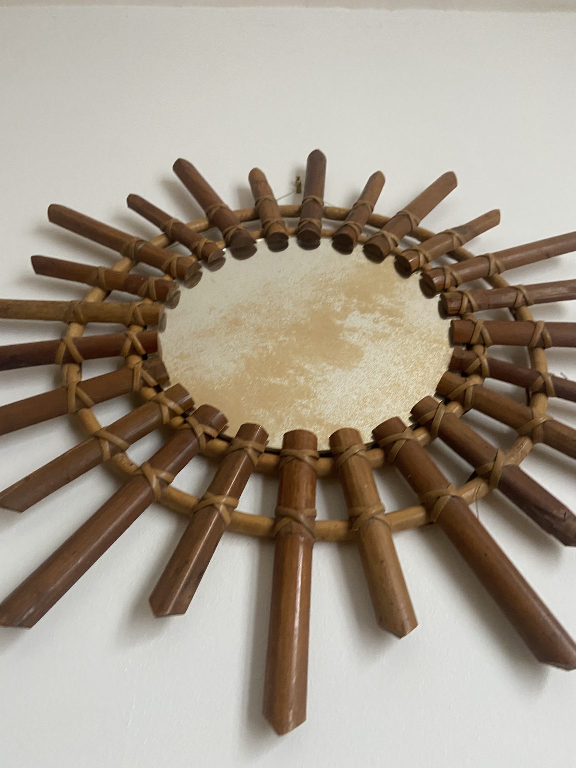 Miroir rotin soleil vintage - Décoration