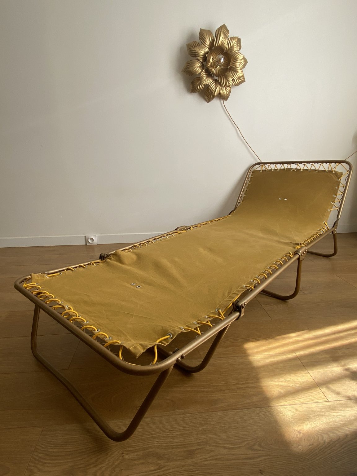 Lit De Camp Vintage GO-KOT Vert – Pliant, Aluminium Et Nylon, Pour Camping