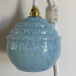 LAMPE BALADEUSE GLOBE EN VERRE DE CLICHY bleu
