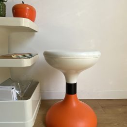 VENDU - Tabouret diabolo Space Age Orange et blanc