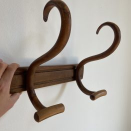 Patère bistrot double en bois courbé début XXème