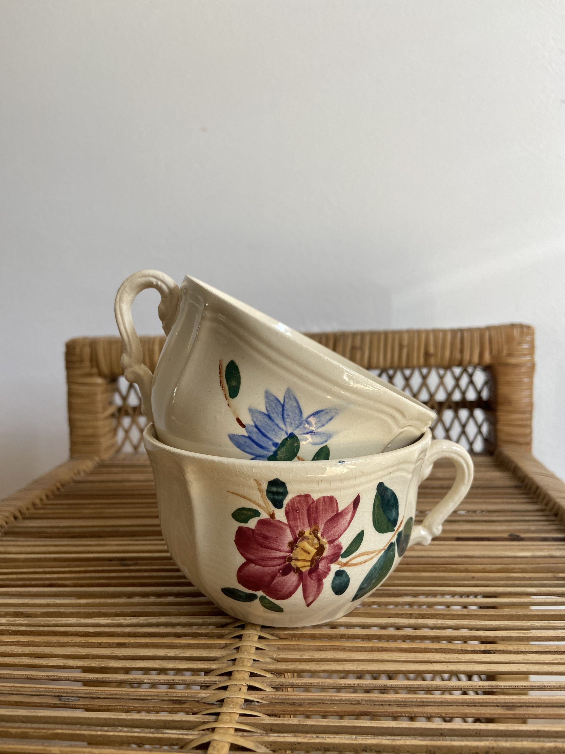 tasses à thé fleuries DIGOIN Sarreguemines 9204
