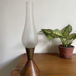 Lampe scandinave midcentury en teck et laiton