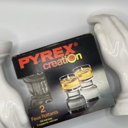 Insolite bougies Feux flottants Pyrex neufs dans leur boite, années 80