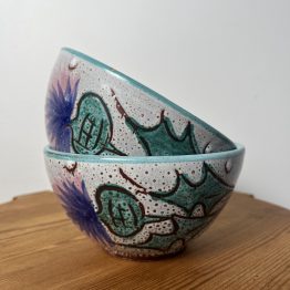 VENDU - Paire de bols aux Chardons par Etienne Daniel à Vallauris 1960