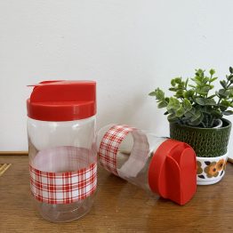 Paire de bocaux FELIX POTIN LA PARISIENNE VINTAGE À CARREAUX ROUGES + 1 offert
