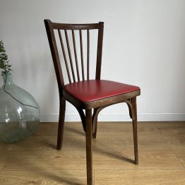 Chaise bistrot Baumann bois et skaï rouge