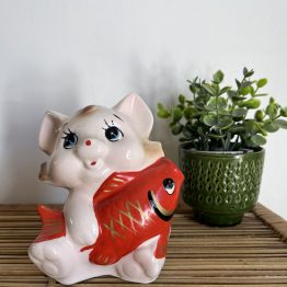 TIRELIRES CHAT et carpe Koi EN CÉRAMIQUE VINTAGE
