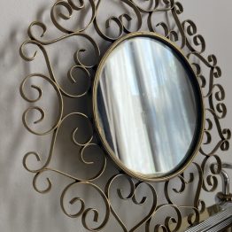 MIROIR EN FER FORGÉ CHATY VALLAURIS ANNÉES 50 revisité en doré