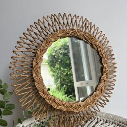Miroir Soleil en rotin vintage