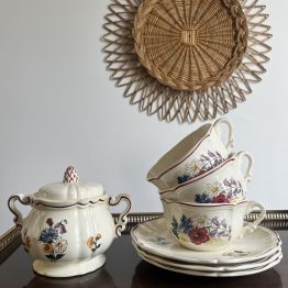 VENDU - Service à thé Agreste Sarreguemines 3 grandes tasses + sucrier