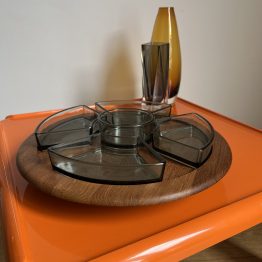 Plateau apéritif tournant en teck par Digsmed Danemark midcentury